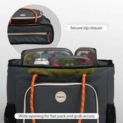 Igloo Soft Cooler Bag | Summit Series | Insulated Cooler Tote | Backpack Cooler - color: Tactical Gray 30 Can