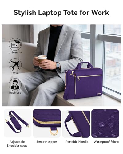 Laptop Case Bag Women Men Computer Sleeve Compatible with MacBook/Dell/HP/Acer/ASUS/LG, Waterproof Shoulder Carrying Briefcase, Violet, 15.6-16 Inch - color: Violet, size: 15.6 inch