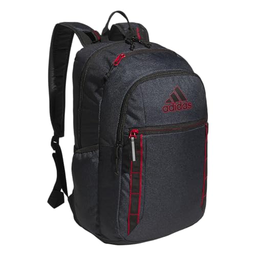 adidas Excel 7 School Backpack for Laptop, Gym and Travel, 34L, Twill Black/Better Scarlet/7, OSFA - color: Twill Black/Better Scarlet/7, size: One Size