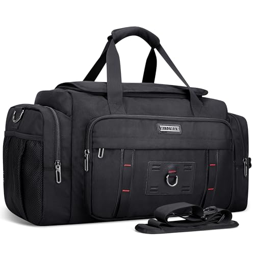 WITZMAN Duffle Bag for Men Large Overnight Carry On Weekender Bag with Shoe Compartment Sports Gym Duffle Bags for Traveling(B719 Black) - color: Black