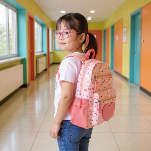 Trail maker 17” Kids Character School Backpacks Plush for Girls with Side Pockets, Padded Straps - color: Plush Starry Hearts