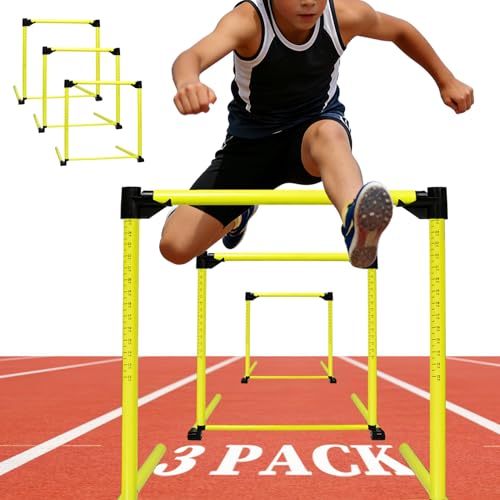3 Pack Adjustable Height Hurdles Training Equipment, Agility Speed Jumping Training Equipment for Basketball Soccer Football Dogs, Indoor & Outdoor, Detachable Hurdles Track and Field(Green)