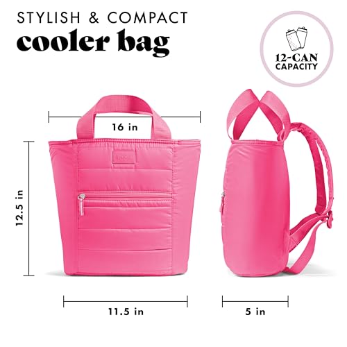Fit & Fresh Mari Insulated Soft Backpack Cooler Tote, 12-Can Capacity - color: Hot Pink