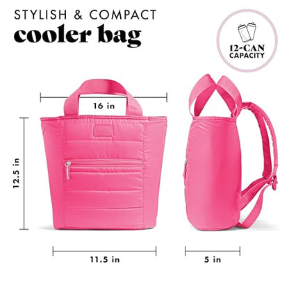 Fit & Fresh Mari Insulated Soft Backpack Cooler Tote, 12-Can Capacity - color: Hot Pink