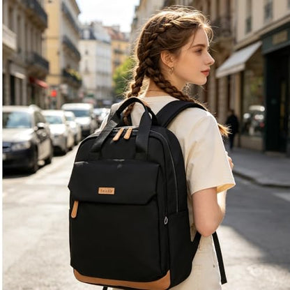 Minimalist Laptop Backpack with Luggage Strap, Stylish Daypack with Anti-Theft Pocket, Durable Casual Carry (BLACK) - color: Black