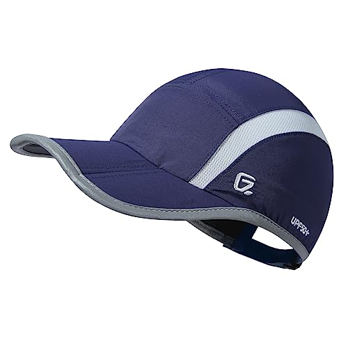GADIEMKENSD Reflective Folding Outdoor Hat Unstructured Design UPF 50+ Sun Protection Sport Hats for Womens and Mens - color: Navy