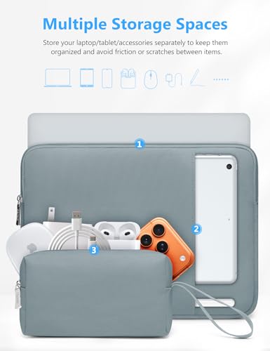 HYZUO 13 Inch Laptop Sleeve Bag Set for MacBook Air 13 M5/M4/M3/M2/M1 A3449 2026-2018, 13" MacBook Neo 2026 A3404, MacBook Pro 13 M2/M1 2026-2016, iPad Pro/Air 13, XPS 13, Surface Pro, Ash Blue - color: Ash Blue, size: 13 Inch