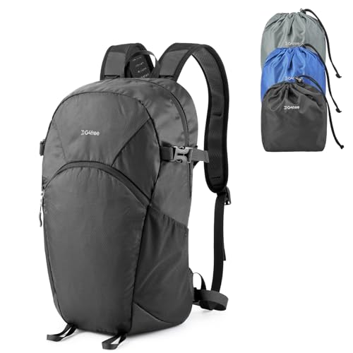 G4Free Hiking Backpack with Thickened Back Panel Packable 25L Lightweight Foldable Travel Daypack for Men Women(Black) - color: Black