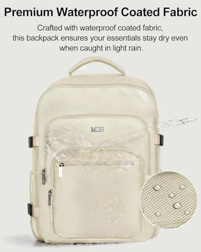 Travel Backpack for Women & Men, Carry On Personal Item Bag Flight Approved, Large Waterproof Laptop Backpack for Travel, Overnight, College & Commuting Beige - color: Beige