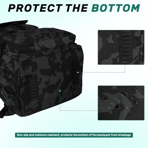 Pyrrhus 40L Fishing Backpack with Rod Holders & Insulated Cooler Compartment, Camping Cooler Tackle Storage for Anglers - color: Black