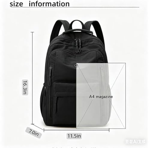 Casual Backpack, Multi-Pocket Design with Front Zipper Compartment (Black) - color: Black