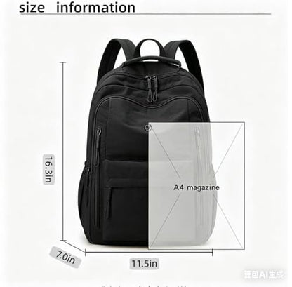 Casual Backpack, Multi-Pocket Design with Front Zipper Compartment (Black) - color: Black