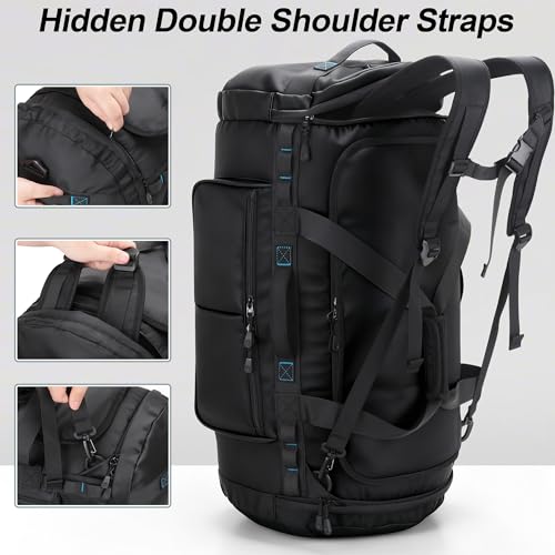 Large Travel Duffle Backpack for Men Women with Straps, 45L/60L/90L Waterproof Gym Duffel Bag with Shoes Compartment for Hiking, Camping, Gym, Overnight (60L) - size: 60L