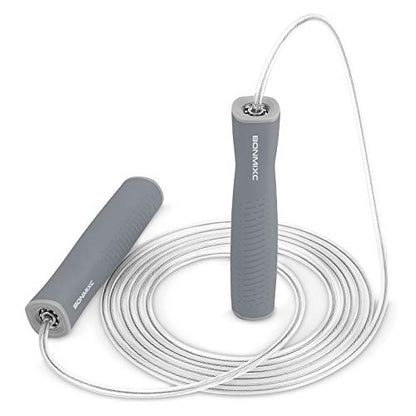Jump Rope 3 Styles | 1-LB Weighted Jump Rope for Adults Women. || Speed Jump Rope with Ball Bearings for Fitness. ||| Lightweight Skipping Ropes (2 Pack) for Kids and Adult Beginners. - color: Speed Gray (1 Pack)
