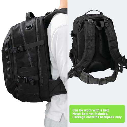 EXCELLENT ELITE SPANKER 40L Tactical Military Backpack for Men and Women Large Rucksack Assault Pack Bag for Outdoor Camping, Hiking(Black) - color: Black