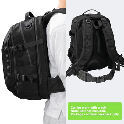 EXCELLENT ELITE SPANKER 40L Tactical Military Backpack for Men and Women Large Rucksack Assault Pack Bag for Outdoor Camping, Hiking(Black) - color: Black