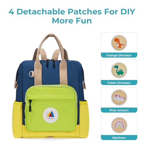 CLUCI Toddler Backpack For Boys, Toddler School Backpack For School & Travel, Small Kids Child Backpacks - color: Yellow Blue and Green