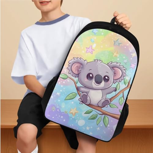 Flashideas Cute Koala Backpack for Girls Kids Backpack with Lunch Box 32oz Stainless Steel Water Bottle and Water Bottle Bag 4Pcs Set 17" Large Capacity Elementary Bookbag with Compartments for School - color: Cute Koala