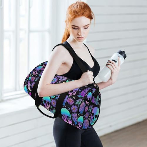 MNSRUU Duffel Bags Funny Skulls Sports Gym Bag Travel Luggage Overnight Bags for Men Women Duffel Bags for Traveling - color: Goth 13