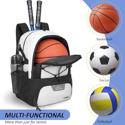 Goloni Tennis Backpack, Tennis Bag with Fence Hook & Ventilated Shoe Compartment, Holds 2 Tennis Rackets - color: Beige