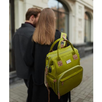 Diaper Bag Backpack, Multifunction Diaper Bag with Changing Station, Stylish Baby Bags, Large Unisex Diaper Backpack for Mom and Dad, Baby Registry Search, Portable Changing Pad – Yellow Green - color: Yellow Green