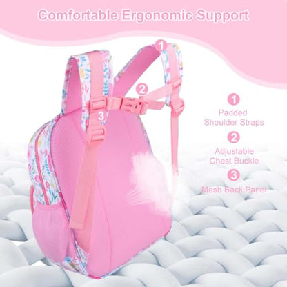 RHCPFOVR Kids Backpack for Girls - Girls Backpack 3-8 Ages Butterfly for Kids 15 Inch School Bookbag for Kindergarten Elementary School Bookbag for Girl 1st 2nd Grade - style: Pink Garden