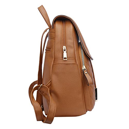 KKXIU Quilted Trendy Leather Backpack Purse for Women and Ladies Shoulder Travel Daypacks Bags (Brown) - color: Brown, style: Backpack