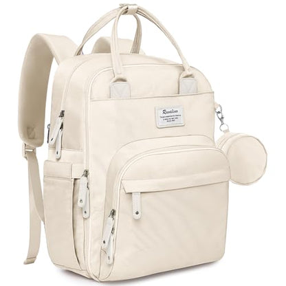 RUVALINO Diaper Bag Backpack-Multifunction Baby Travel Bag with Changing pad, Insulated Bottle Holders & Pacifier Case, Large Capacity, Waterproof, Beige - color: Beige