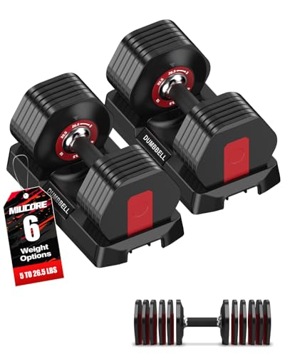 Adjustable Dumbbell Set, All in One Weights Dumbbell with Non-Slip Handle, 1 Hand Quick Adjust weight set for Home Gym - color: 26.5lb Pair