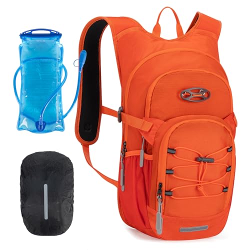 KABAQOO Hydration Backpack, 18L Multipurpose Hiking Backpack with 3L Water Bladder, Water Backpack Insulated Hydration Pack Ideal for Hiking and Cycling - color: Orange