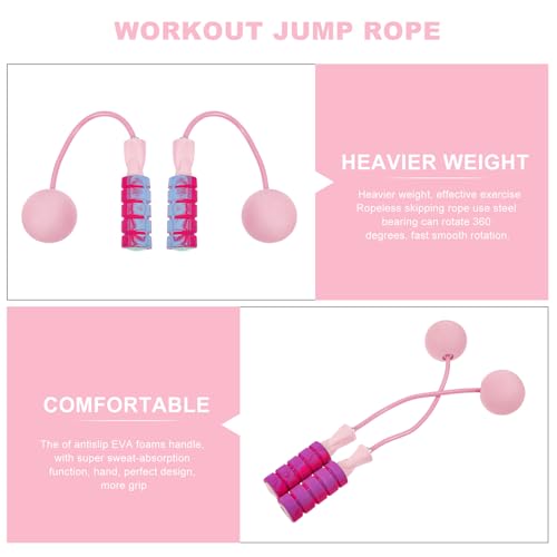 Cordless Weighted Jump Rope for Fitness, Mute Tangle-free Ropeless Skipping Rope with Large Ball, Indoor Workout Exercise Equipment for Men and Women