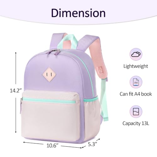abshoo Toddler Backpack for Girls Preschool Backpacks School Bookbag for Kids 4-6(Pink and Purple) - color: Pink-purple