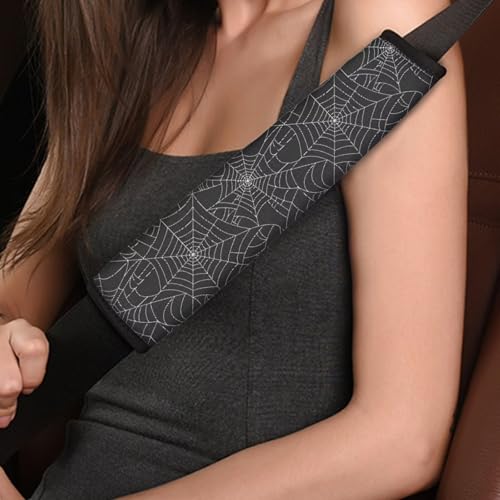 Black Spider Web Seat Belt Cover Pad Halloween Car Accessories Car Shoulder Pads Seatbelt Cushion Seatbelt Covers Seat Belt Cover Pad for Adults 2 Pack - color: Black Spdier Web