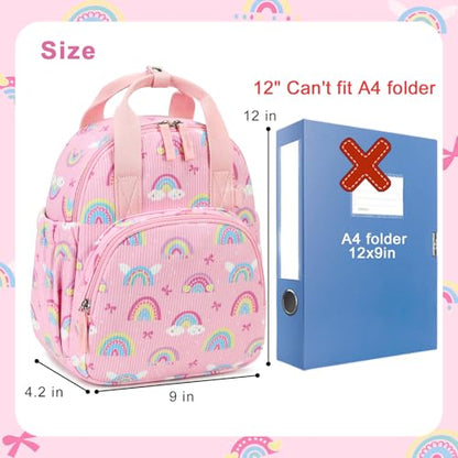 Bluboon Toddler Backpack for Girls Boys 2-4 Cute 12" Preschool Kindergarten Backpacks Kids Daycare Bags School Travel (Pink-Rainbow Bow, Age 2-4 (12" H not Fit A4 Folder)) - color: Pink-rainbow Bow, size: Age 2-4 (12" H not Fit A4 Folder)