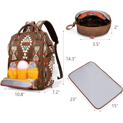 Montana West Wrangler Diaper Bag Backpack Aztec Callie Bag Travel Backpack Purses Western Multi-Function Baby Bags for Mom - color: 3pcs Coffee