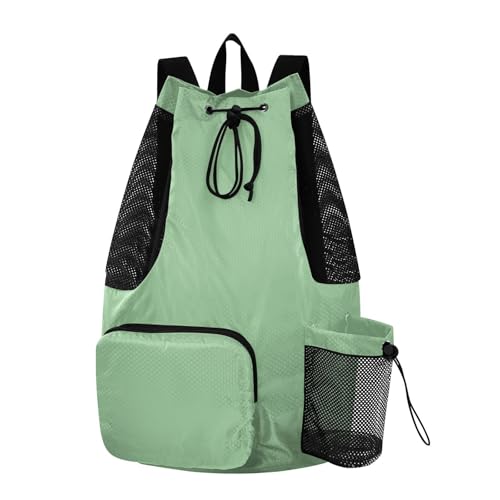 Yuiboo Dark Sea Green Drawstring Backpack Sports Gym Bag with Water Bottle Pocket Cinch Bags Wet and Dry Separation