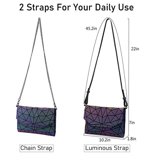 LOVEVOOK Geometric Luminous Purses and Handbags for Women Holographic Reflective Crossbody Bag Wallet - color: Crossbody Bags
