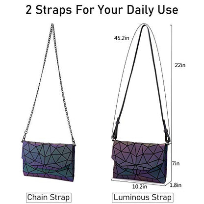 LOVEVOOK Geometric Luminous Purses and Handbags for Women Holographic Reflective Crossbody Bag Wallet - color: Crossbody Bags