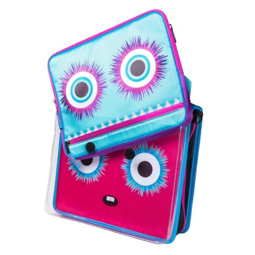 Case it 6 Pack Universal Monster Eye Zipper Binder with Removable Laptop Sleeve, 2-Inch O Rings, Shoulder Strap, LT-307-ME-C-MAG, Magenta - color: Magenta, size: 6 Pack