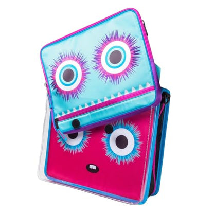 Case it 6 Pack Universal Monster Eye Zipper Binder with Removable Laptop Sleeve, 2-Inch O Rings, Shoulder Strap, LT-307-ME-C-MAG, Magenta - color: Magenta, size: 6 Pack