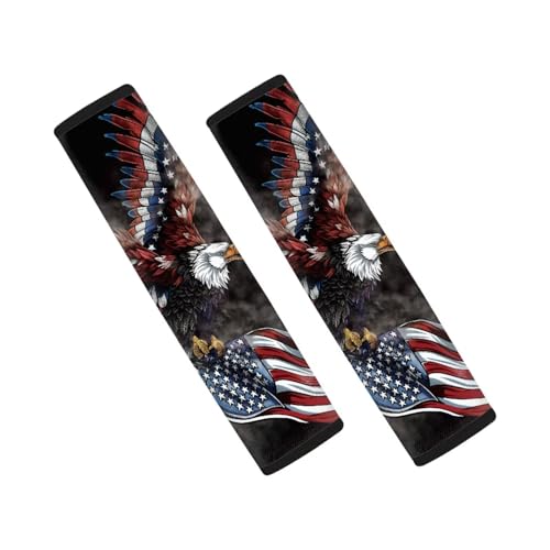 Forchrinse American Flag Eagle Car Seat Belt Cover Pad for Women Men 2 Pack Auto Seatbelt Shoulder Pads for Independence Day - color: American Flag Eagle