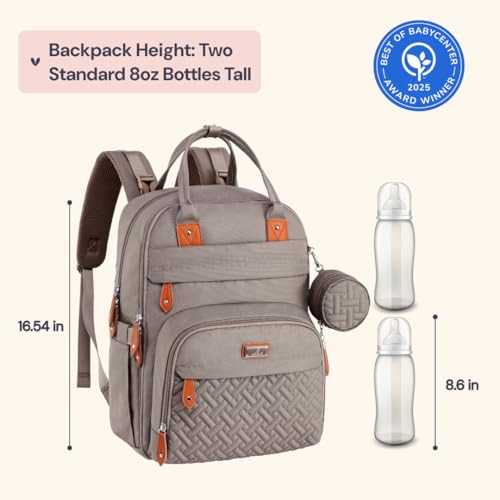 BabbleRoo Diaper Bag Backpack - Baby Essentials Travel Tote - Multi Function Water Resistant Diaper Bag, Travel Essentials Baby Bag with Changing Pad, Stroller Straps & Pacifier Case - Unisex, Khaki - color: Khaki, size: Large