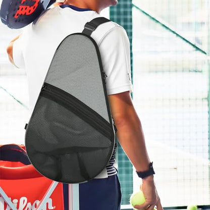 Cosmos Padel Racket Bag Pickleball Paddle Sling Backpack Padel Racquet Storage Bag, Padel (Paddel Tennis) Equipment Carrying Bag with Mesh Pocket for 2 Paddles Ball Water Bottle & Accessory - color: Gray