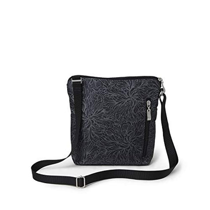 Baggallini Pocket Crossbody Bags for Women 8x8 Small Lightweight Durable Water-resistant Travel Purse W/Rfid - color: Midnight Blossom
