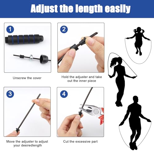 12Pcs Jump Ropes with Ball Bearings,Adjustable Skipping Rope with Soft Foam Handles,Tangle-Free Rapid Speed Jumping Rope for Fitness Workout Aerobic Exercise(4 Colors)