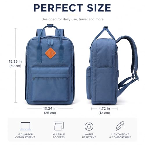 Travel Backpack for Women & Men, Laptop Backpack Fits 15.6 Inch Laptop, Water-Resistant Durable Computer Bag for Work, College & Daily Commute (Blue) - color: Blue