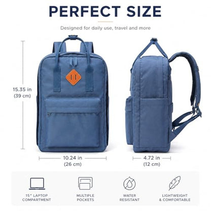 Travel Backpack for Women & Men, Laptop Backpack Fits 15.6 Inch Laptop, Water-Resistant Durable Computer Bag for Work, College & Daily Commute (Blue) - color: Blue