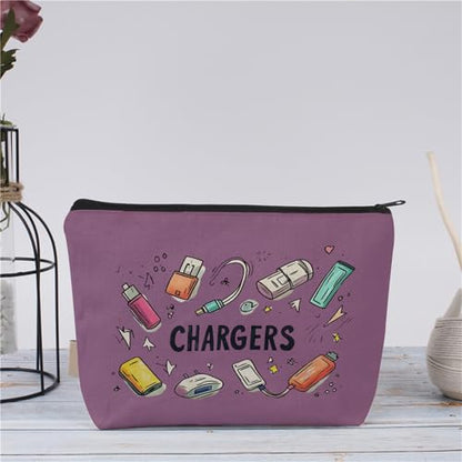 Plugs Cables & Chargers - Makeup Bag for Women Travel - Zipper Cosmetic Storage Bag with Vibrant Designs, Soft Fabric & Multi-Use Functionality (Gift for Birthdays, Graduation, Christmas) (Style G) - style: Style G