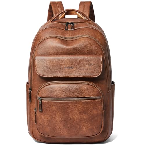 Leresas Vegan Leather Backpack Purse for Women Mens Travel Backpack Work Laptop Teacher BackPack College Daypack Business Backpack Office Bag Brown - color: Brown
