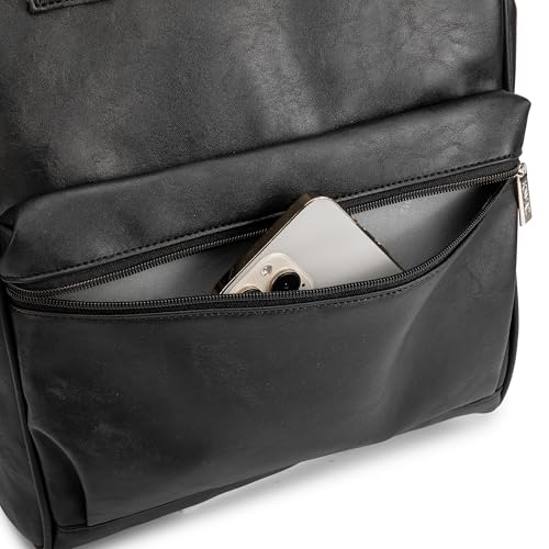 Kinmac Laptop Backpack for Women and Men, Large Capacity Travel Backpack for 15.6 inch Laptop Computer (Black PU) - color: Black Pu